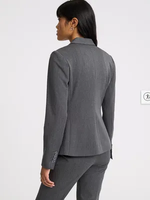 Express Editor Women’s Fitted Gray One Button Blazer with Black Lining thumbnail 4