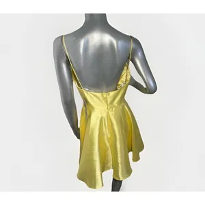 Sherri Hill 52379 Yellow Satin Short Cocktail Dress Fit & Flare Size 8 V-Neck thumbnail 7