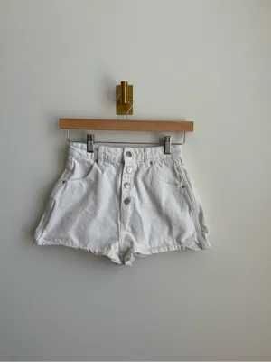 Rolla's Dusters High Rise Slim White Denim Shorts Button Fly Size 25 thumbnail 5