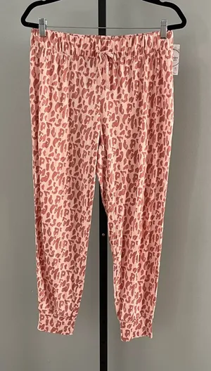 NWT Jockey Women's Soft Essentials Pajamas Pants Pink Leopard Size Medium thumbnail 1