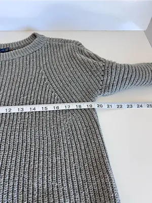 Polo Ralph Lauren Grey Boxy Ribbed Cropped Cotton Pullover Sweater Fisherman thumbnail 6