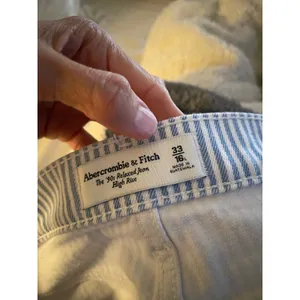 Abercrombie & Fitch 90s Relaxed High Rise Hickory Stripe Jeans Blue White 16LONG thumbnail 12