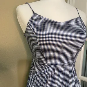 OLD NAVY Blue Gingham Fit & Flare Dress - size XS thumbnail 2