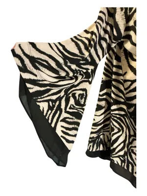 Alfani Women’s XL Zebra Print Chiffon Trim Tunic Top V-Neck Bell Sleeve thumbnail 2