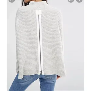 Free People‎ Cream Arctic Fox Mock Neck Zip Back Oversized Wool Blend Sweater S thumbnail 2