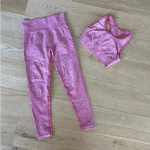 Lilia's Active - Racerback Sports Bra & Leggings in Pink thumbnail 1