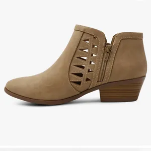 Women's Tan Cutout Ankle Booties - Sleek Low Heel size 6.5 new thumbnail 7