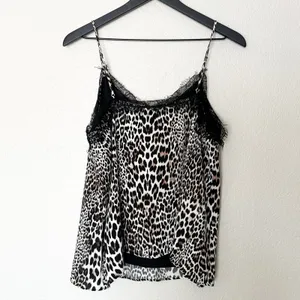 Lavender Brown Womens Lace Trim Tank Top Animal‎ Print Cami V Neck Size M thumbnail 5