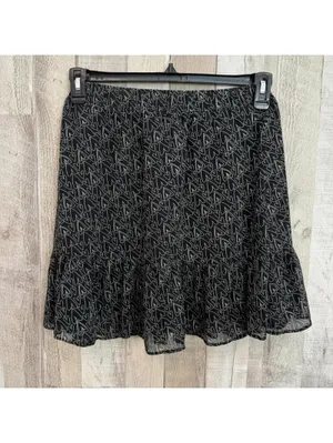 LOFT Women's XS Black Heart Print Tiered Ruffle Skirt thumbnail 2