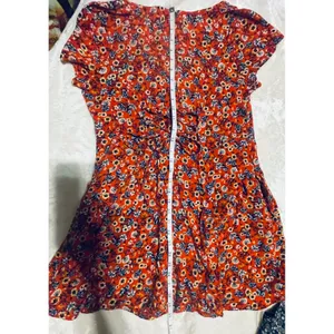 B-O-G Collective Orange Floral Button Front Lace Up‎ Back Mini Dress Small thumbnail 13