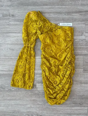 NWT For Love & Lemons Tiana Mini Dress in Mustard Yellow, Size XS thumbnail 1