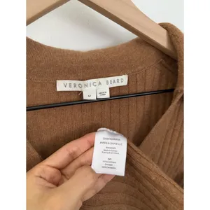 Veronica Beard Medium Lazana Cashmere Cardigan Camel Fall Neutral collar work thumbnail 4