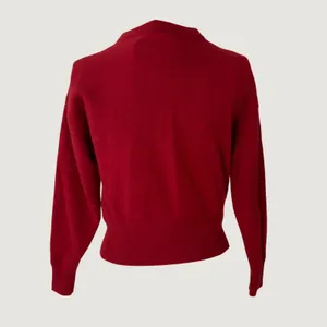 3075 | 100% Wool Cropped Cardigan Sweater Red Button Front Crew Neck Womens S thumbnail 4