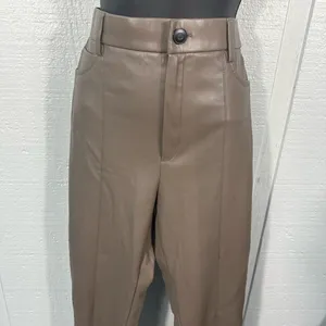 Zara Women’s Tan Skinny Faux Leather Pants Size Medium NWOT thumbnail 3