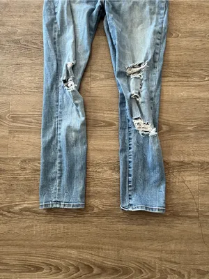 Abercrombie Simone High Rise Ankle Jeans Womens 28 6 Light Wash Distressed Y2K thumbnail 3