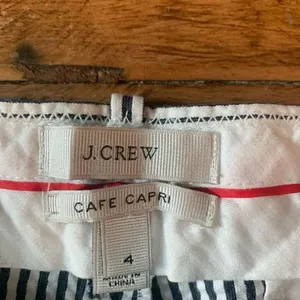 J Crew pinstripe seersucker Cafe Capri vacationcore 4 pants thumbnail 2