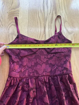 NWT American Rag Dress Medium Burgundy Sparkle Bow Lace Y2K Mini Party‎ Cocktail thumbnail 12