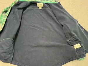Orvis Flannel Fleece Lined Shirt Jacket Size Small Green Plaid thumbnail 2