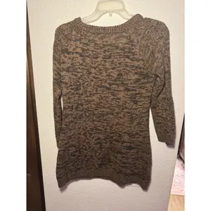 Effeci Creazioni Brown Marled Cable Knit Tunic Sweater Womens Medium Button thumbnail 4
