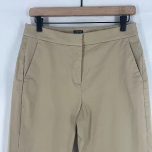 J.Crew Kate Dress Pants‎ Women 6 Beige Cotton Mid Rise Formal Straight Leg thumbnail 4