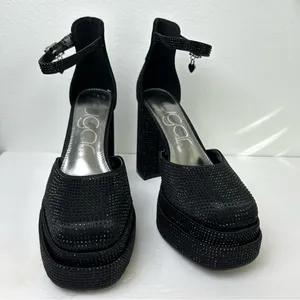 Dolls Kill Sugar Stacked Platform Heels Black Rhinestone NWOT Willfully 2 thumbnail 2