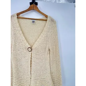 Parkhurst Cardigan Sweater Boho Minimalist Neutral Lagenlook Women Size XL Cream thumbnail 2