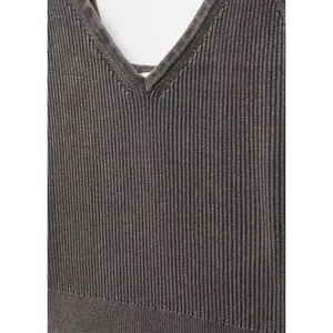 Mango Cotton V-Neck Tank Strap Top Choco Charcoal NWT Teens Medium thumbnail 7
