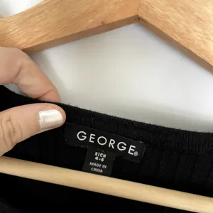 George black ribbed circle neck knit sweater women's S rayon capsule wardrobe thumbnail 3