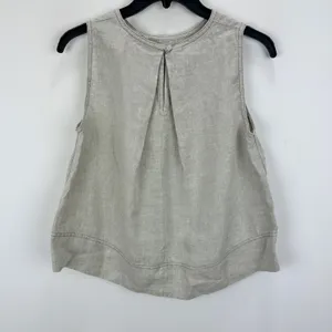 Madewell Linen Pleated Shell Top Sleeveless Minimalist Oat Beige XS NWT thumbnail 11