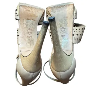 Tory Burch Shoes‎ Womens Size 8.5 Beige Leather Cutout Ankle Strap Sandals Heels thumbnail 14