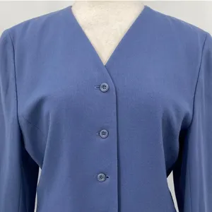 Vintage Pendleton Virgin Wool Skirt Suit Set Collarless Blazer Powder Blue 12 thumbnail 3