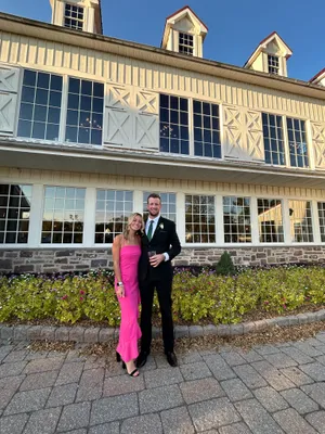 Pink wedding guest dress thumbnail 1