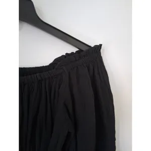 ELAN Black Off Shoulder Mini Dress Ballooo Sleeve Tunic size S 100% Cotton Gauze thumbnail 8