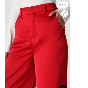 Lulus Modern Approach Red Satin Wide-Leg Pants Size Small thumbnail 2
