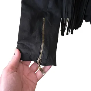 Love Riche Black Faux Suede Fringe Jacket Western Boho thumbnail 9