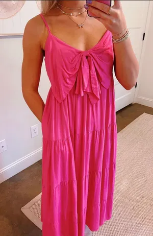 These Three Boutique Pink Bow Maxi Dress thumbnail 1