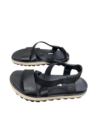 Sorel wms black leather open toe casual sandals shoes sz8 SKU 9997 thumbnail 4
