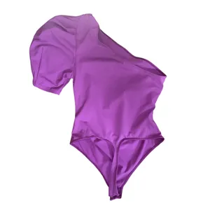 Intimately Free People Purple One Puff Shoulder Thong Bodysuit S Stretch thumbnail 3