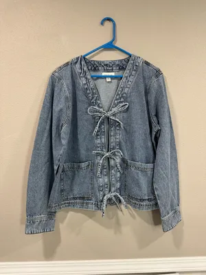 Triple Tie Front Denim Jacket thumbnail 3