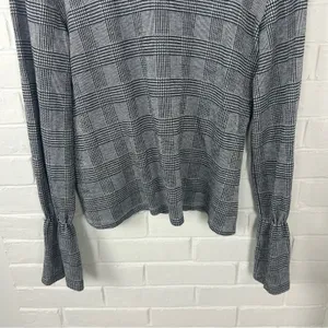 Zara Houndstooth Herringbone Knit Long Sleeve Top Size M thumbnail 5