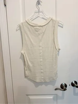 FREE PEOPLE WE THE FREE Kate Tank in Ivory Cream Seamless Tee Exposed Seams XL thumbnail 4