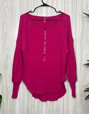 Free People Movement Bella Layer Henley Top Passion Fruit size S Small thumbnail 1