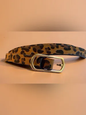 Leopard Print Skinny Belt Gold Buckle Y2K Animal Print thumbnail 5