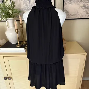 AMANDA‎ UPRICHARD Black Kimmie Dress Mini Smock Waist High Neck Size Large thumbnail 7
