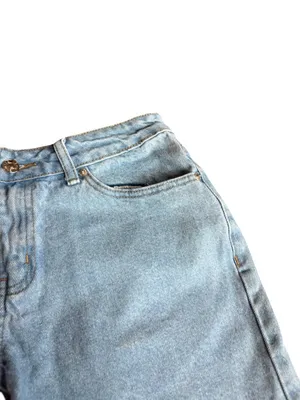 Edikted Light Wash Denim Shorts High-Waisted Distressed Raw Hem Size Small Women thumbnail 6