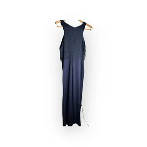 Women's blue halter‎ Lace Top maxi Bodycon dress Size (M) Sleeveless thumbnail 3