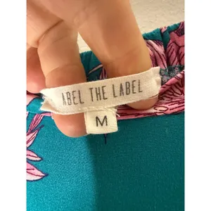 Abel the Label Teal Pink Floral Maxi Skirt High Slit Boho Rayon Womens Size M thumbnail 4