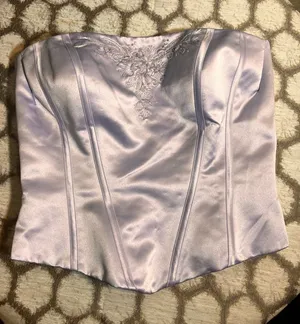 Strapless Satin Corset Top in Light Lavender 10 Purple thumbnail 1