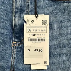 ZARA Women's Mid-Rise Cropped Flared Denim Frayed Hem Jeans Size 4 NEW thumbnail 3
