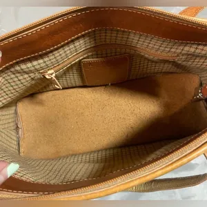 Brighton Shoulder Handbag Vintage Russet Brown Leather Croc Trim Purse Old Money thumbnail 5